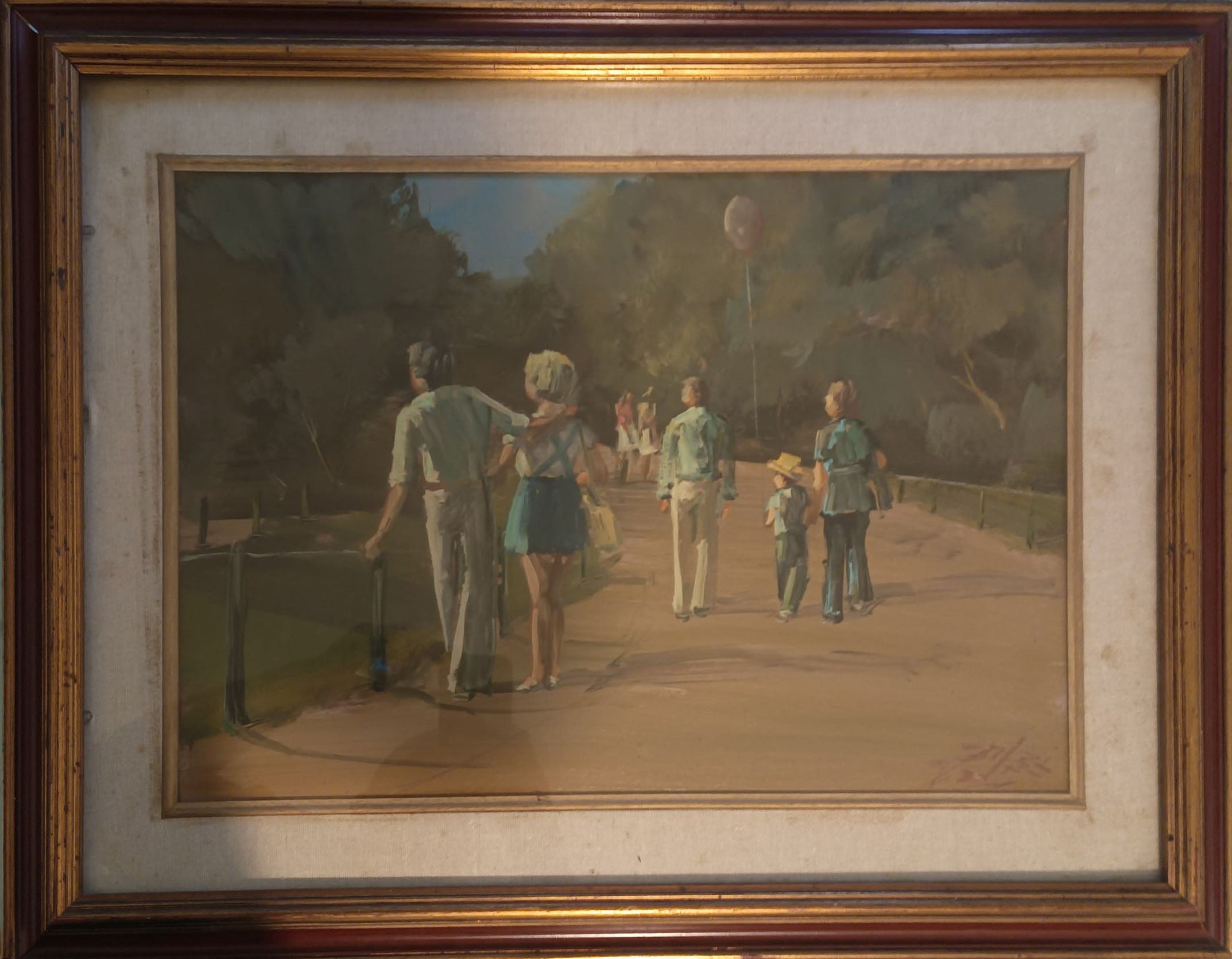 Lorenzo Palazzi (Attribuzione) - Fidanzati ai giardini dello zoo a Livorno