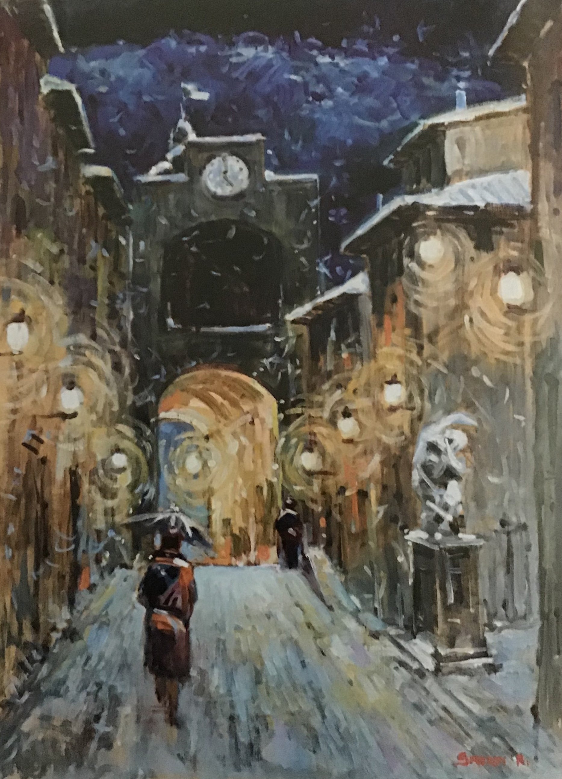 Roberto Smorti - Pontassieve con la neve di notte
