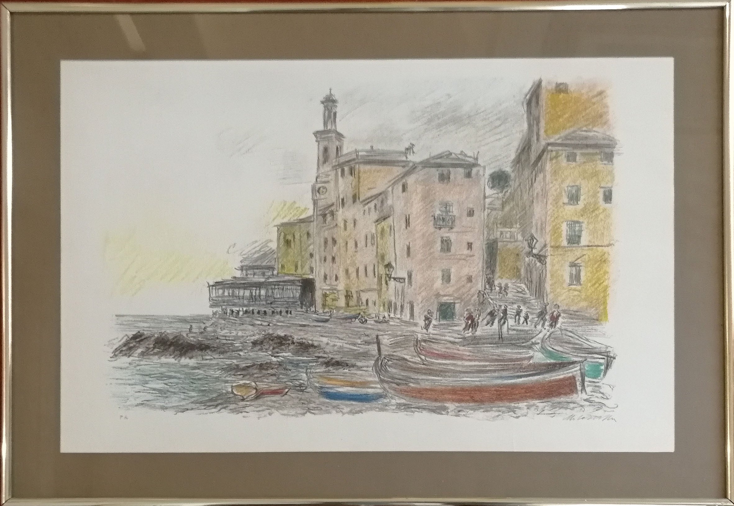Michele Cascella - Paesaggio con barche