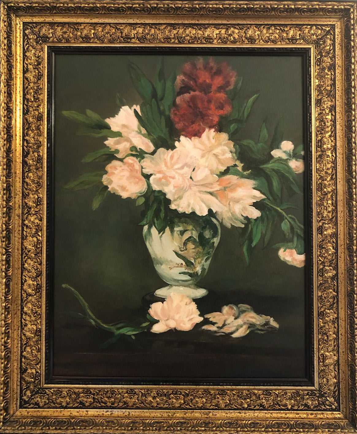 Salvatore Vergari (homenaje a Edouard Manet) - Jarrón de peonías sobre pedestal