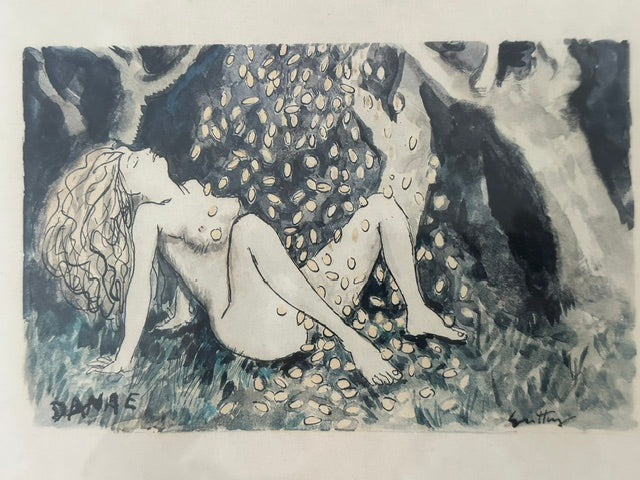 Danae (parte del trittico Leda, Igea e Danae del 1970) di Renato Guttuso, litografia