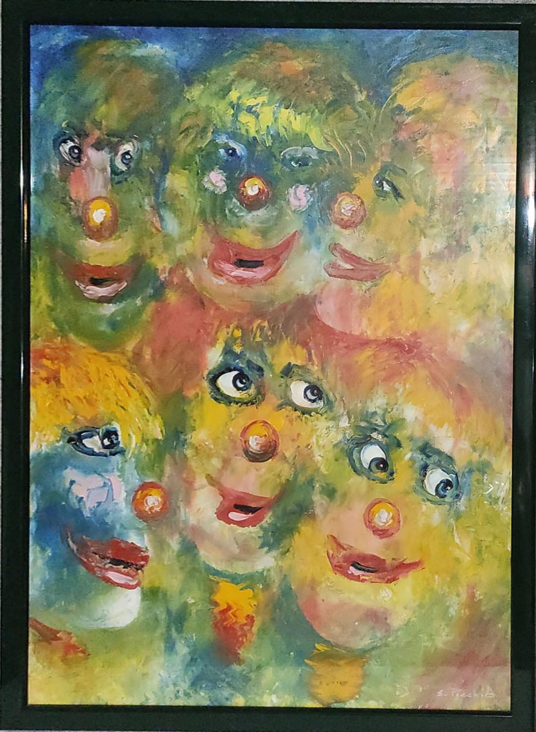 Elirio Picchio - I sei clown - Olio su tela