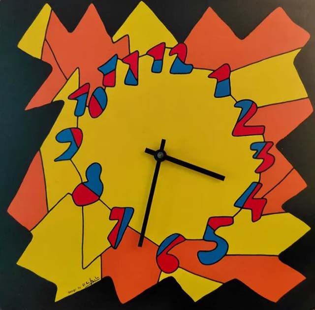 Orologio da parete pop di Ugo Nespolo