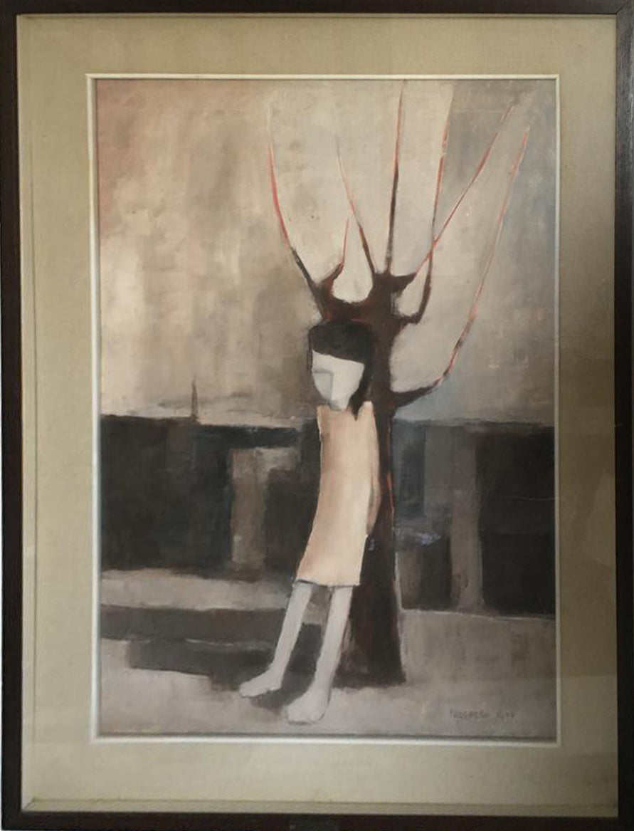 Prospero Riva - Mujer apoyada en un árbol
