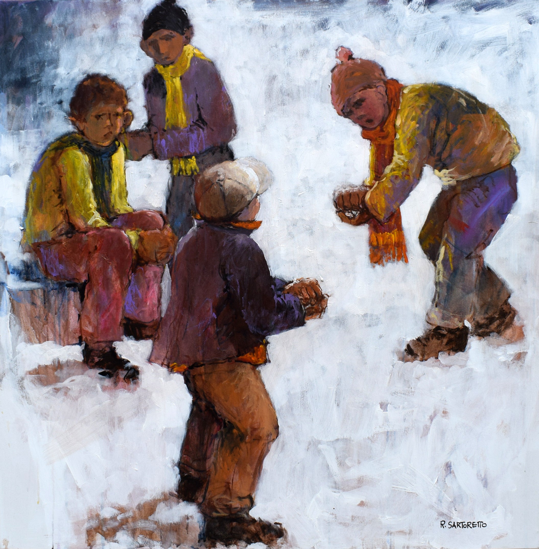 Renato Sartoretto - Ragazzi sulla neve