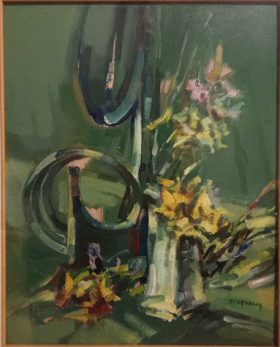 Angelo Stopiglia - Flores (fondo verde)