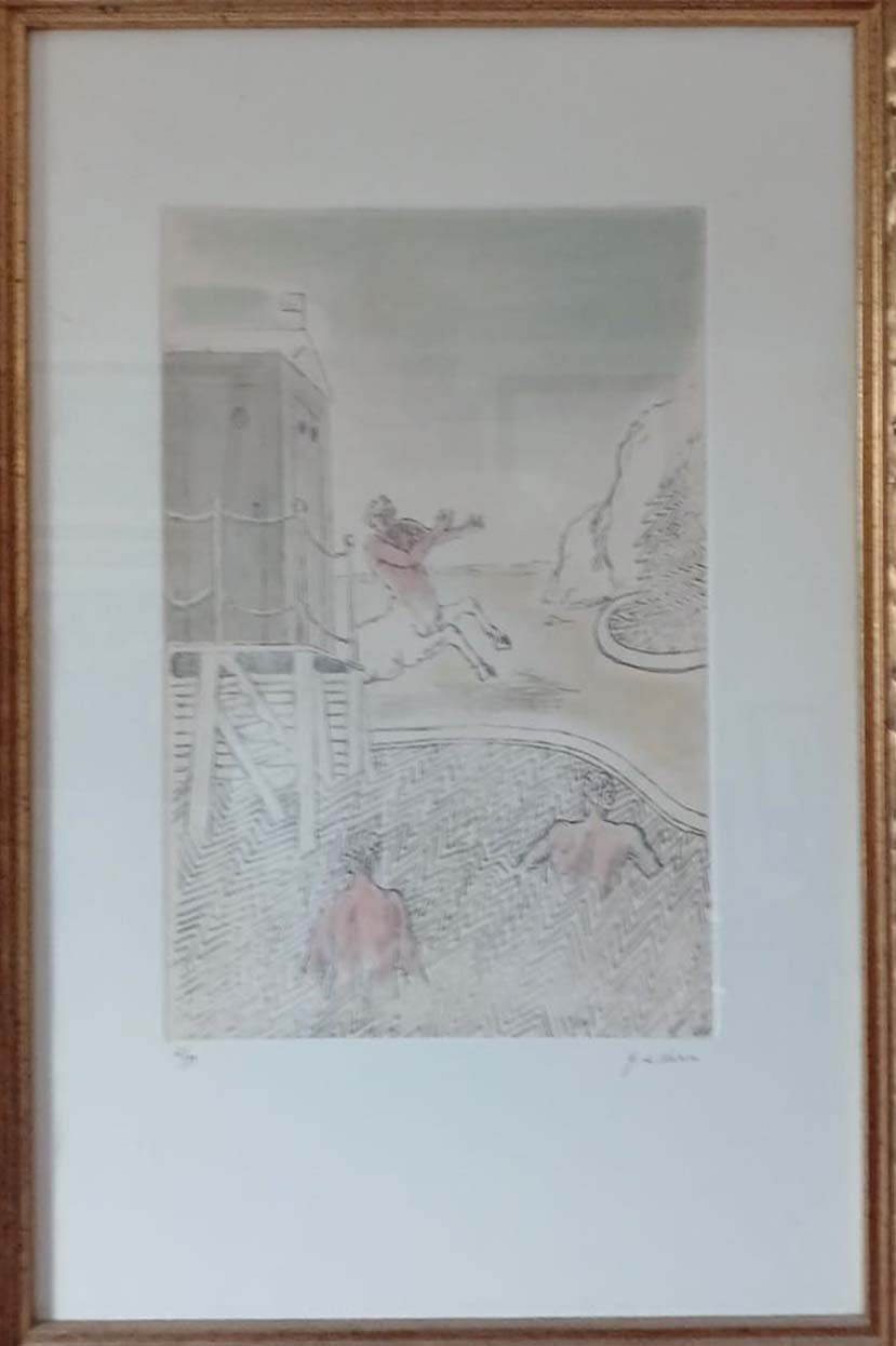 L'arrivo del centauro, incisione di Giorgio De Chirico