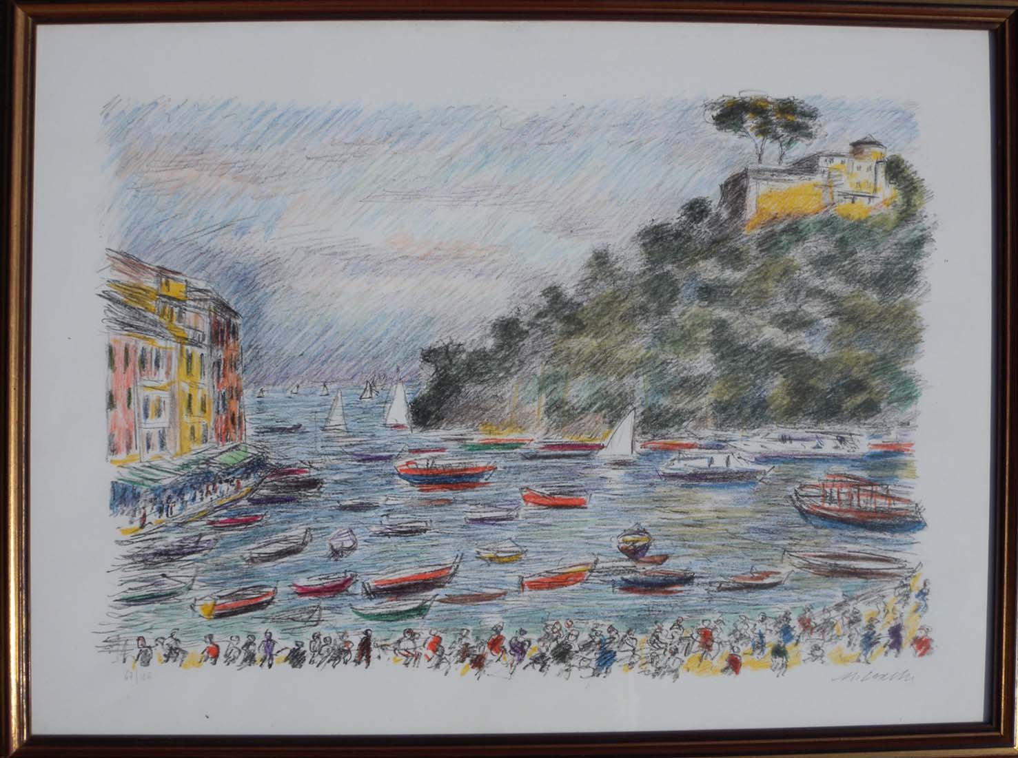 Opera grafica Senza titolo di Michele Cascella con soggetto marino