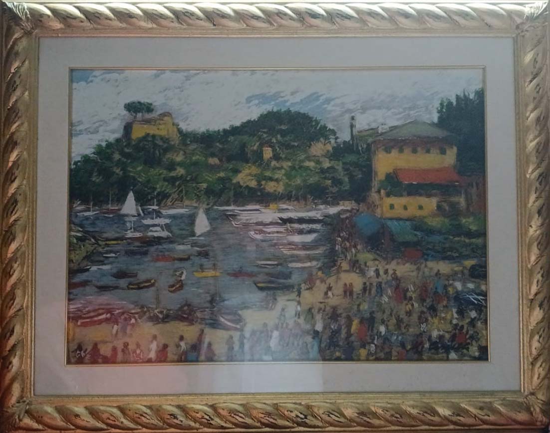 Paesaggio di Portofino, serigrafia e litografia di Michele Cascella