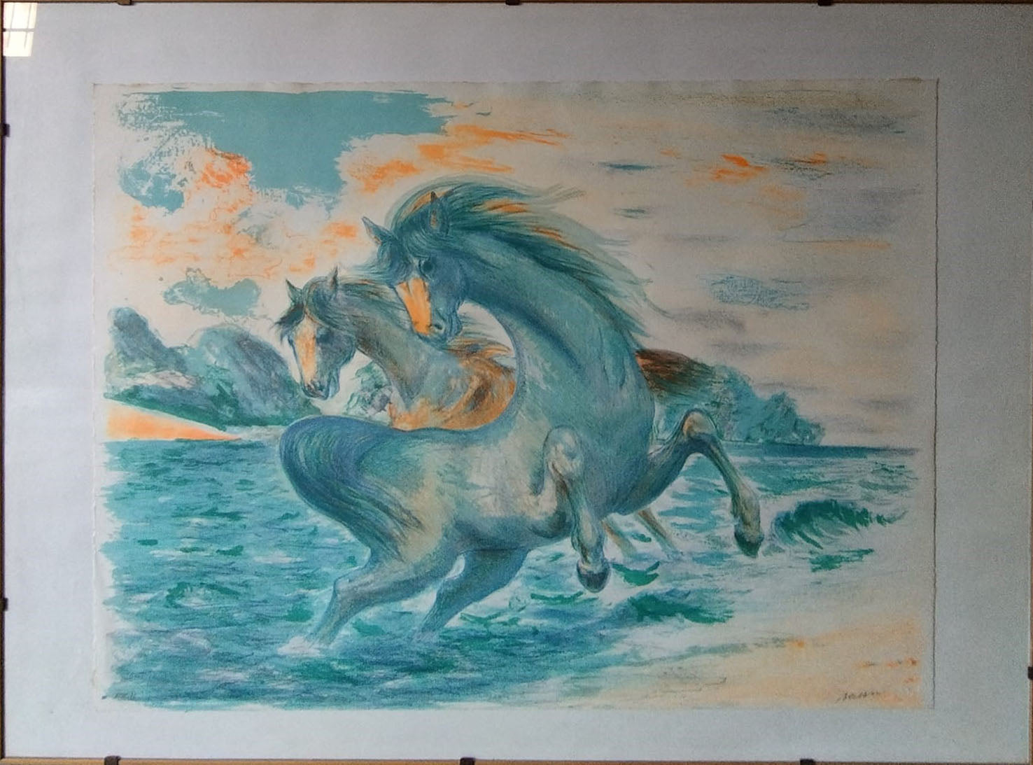 Aligi Sassu - Senza titolo (serie cavalli innamorati)