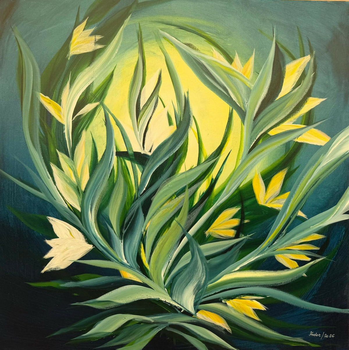 Fiori nella luce, di Eva Fodor, acrilico su tela