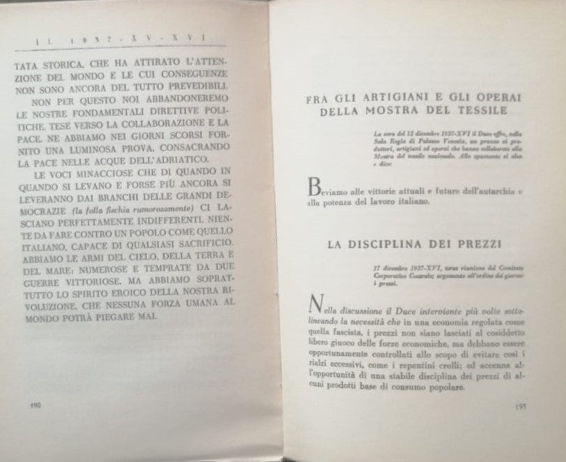 MUSSOLINI'S SPEECHES AND WRITINGS