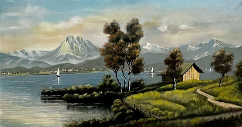 Conti - Lago al tramonto, tra le montagne e il bosco