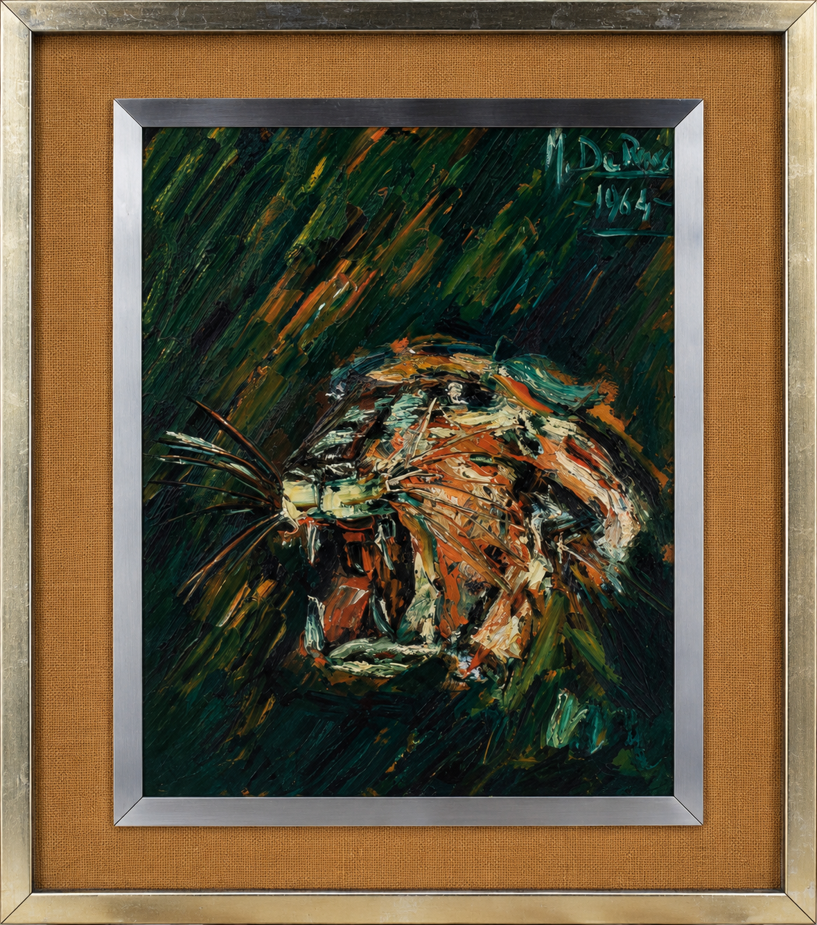 Tigre in un olio su tela di Marcello De Ruschi