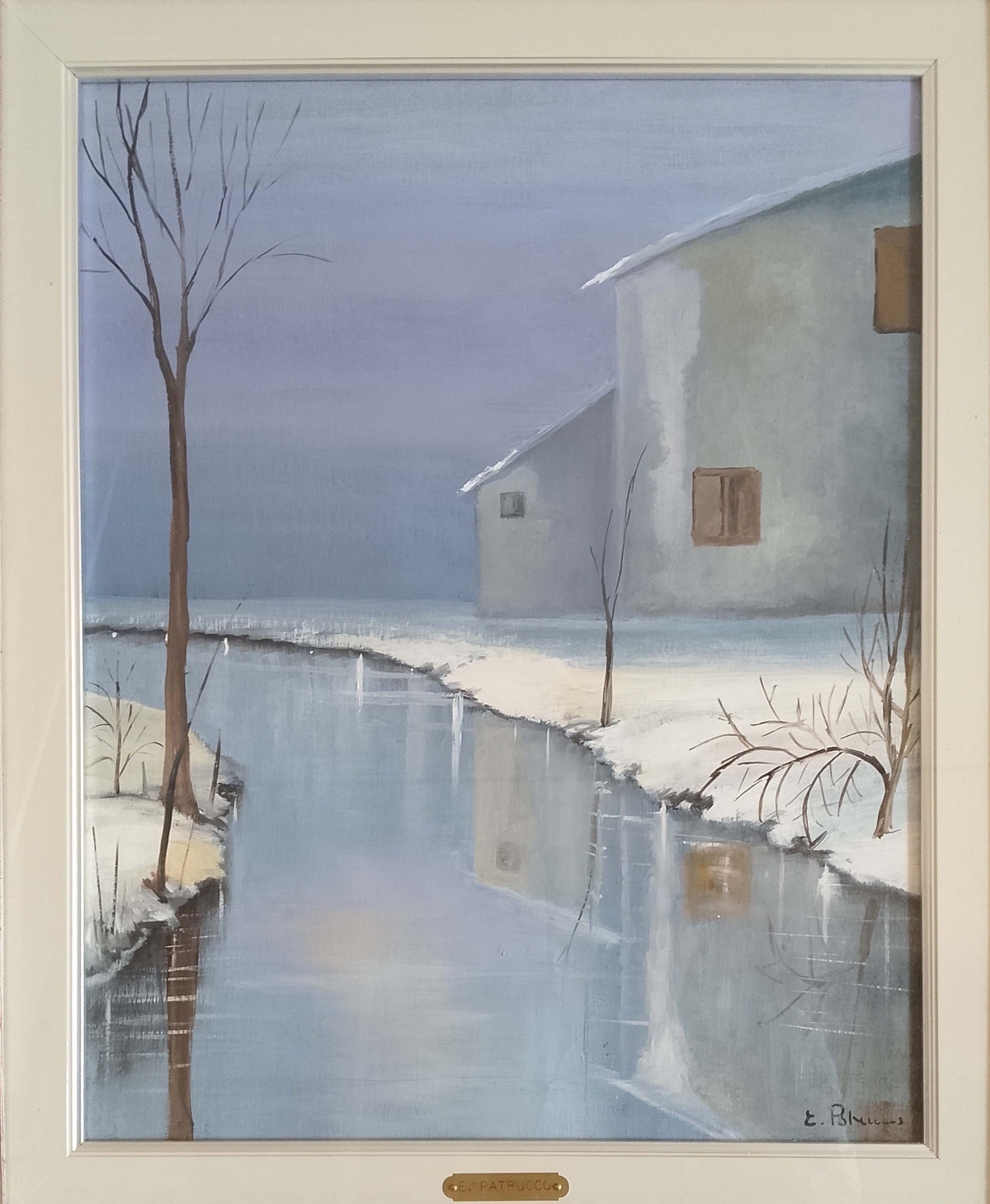 Paesaggio invernale di Evasio Patrucco, olio su tela