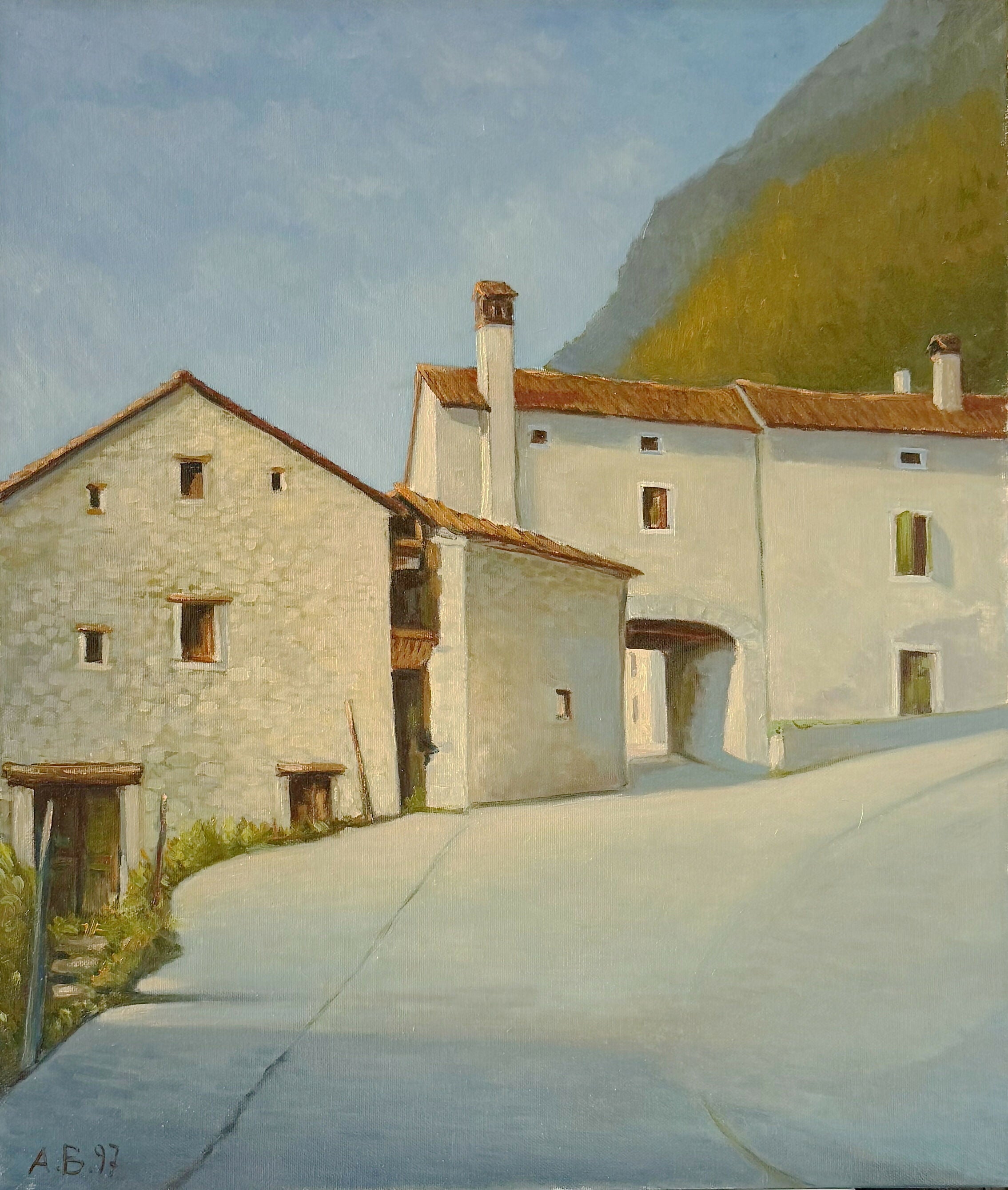 Paesaggio Rustici a Mura, olio su tela di Antonio Bernardi
