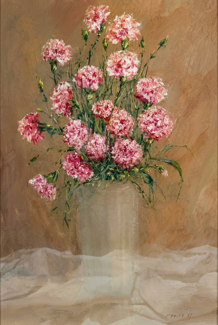 Vaso con garofani, di Rocco Preite, Olio su tela, 40 x 60 cm