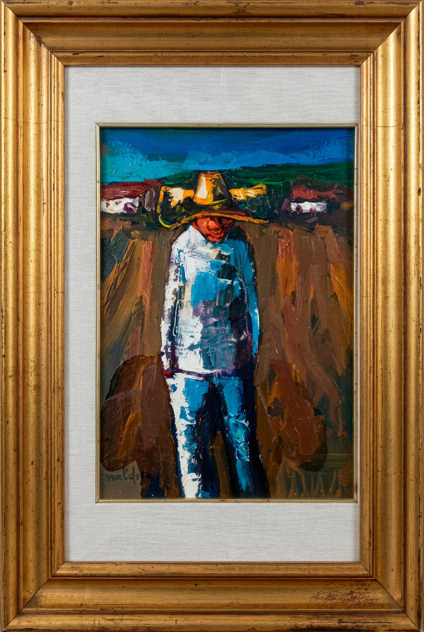 Contadino Messicano di Alfredo Cavaldoro, olio su tela, 25 x 35 cm