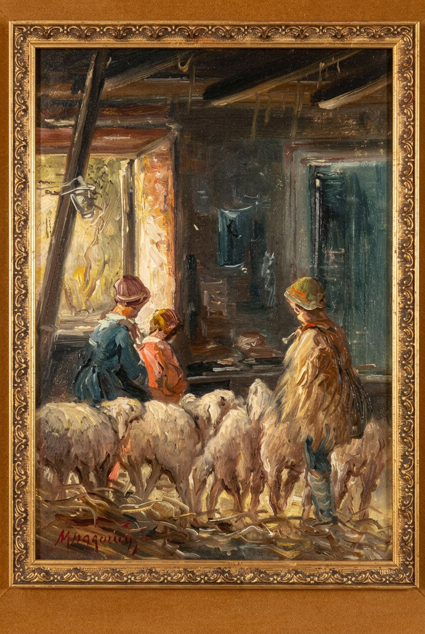 Vita toscana, olio di Mario Fattori