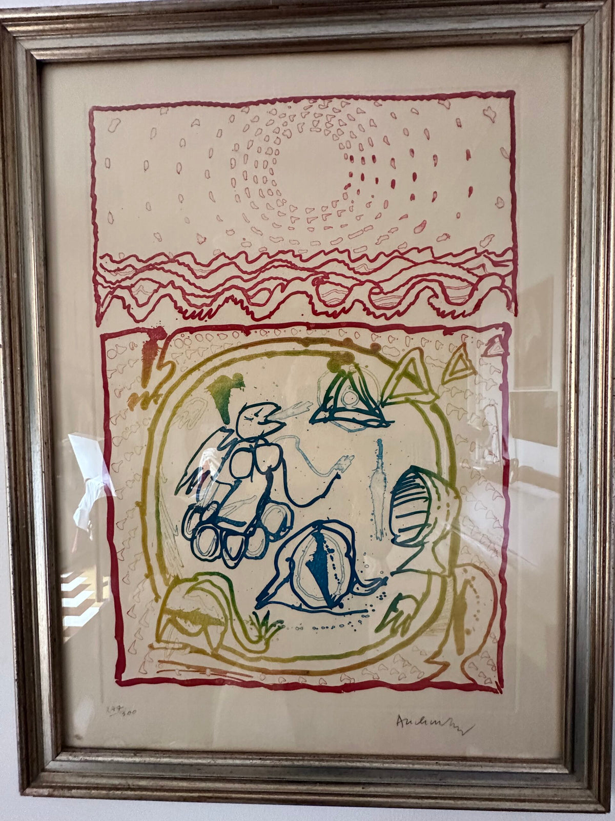 Litografia senza titolo su carta di Pierre Alechinski