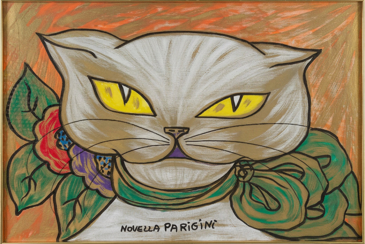 Gatto di Novella Parigini, olio, 70 x 50 cm