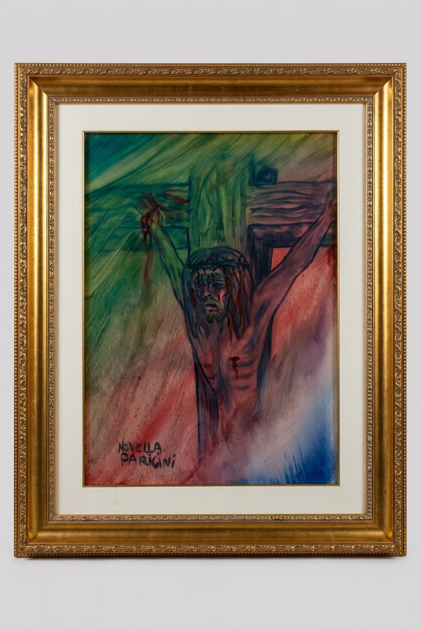 Crocifissione, olio di Novella Parigini, 50 x 70 cm