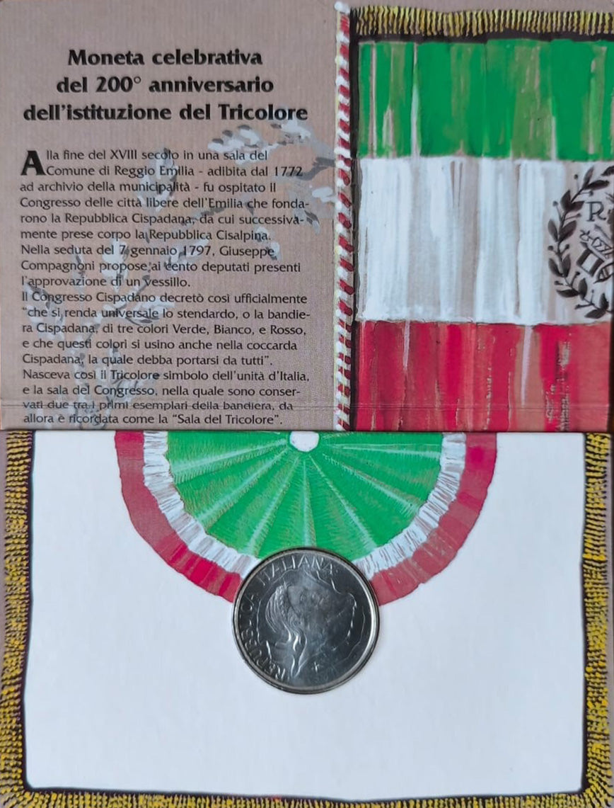 Moneta celebrativa del 200° anniversario dell'Istituzione del Tricolore - Istituto Poligrafico e Zecca dello