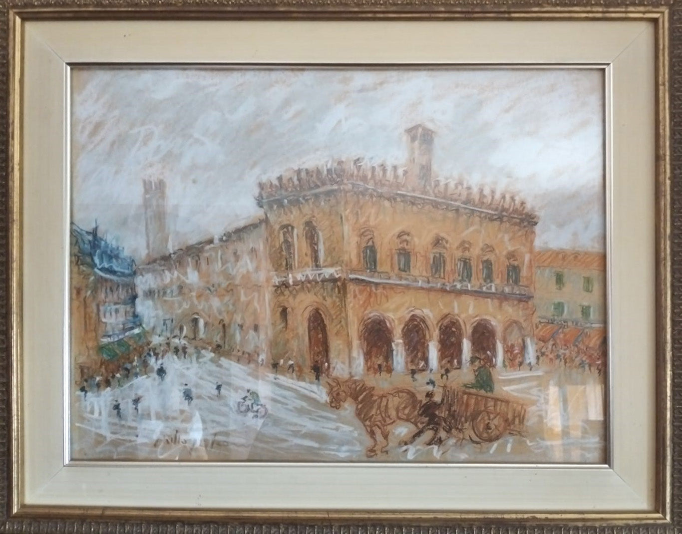 Giulio Falzoni - Square with Palace, Cart, and Horse