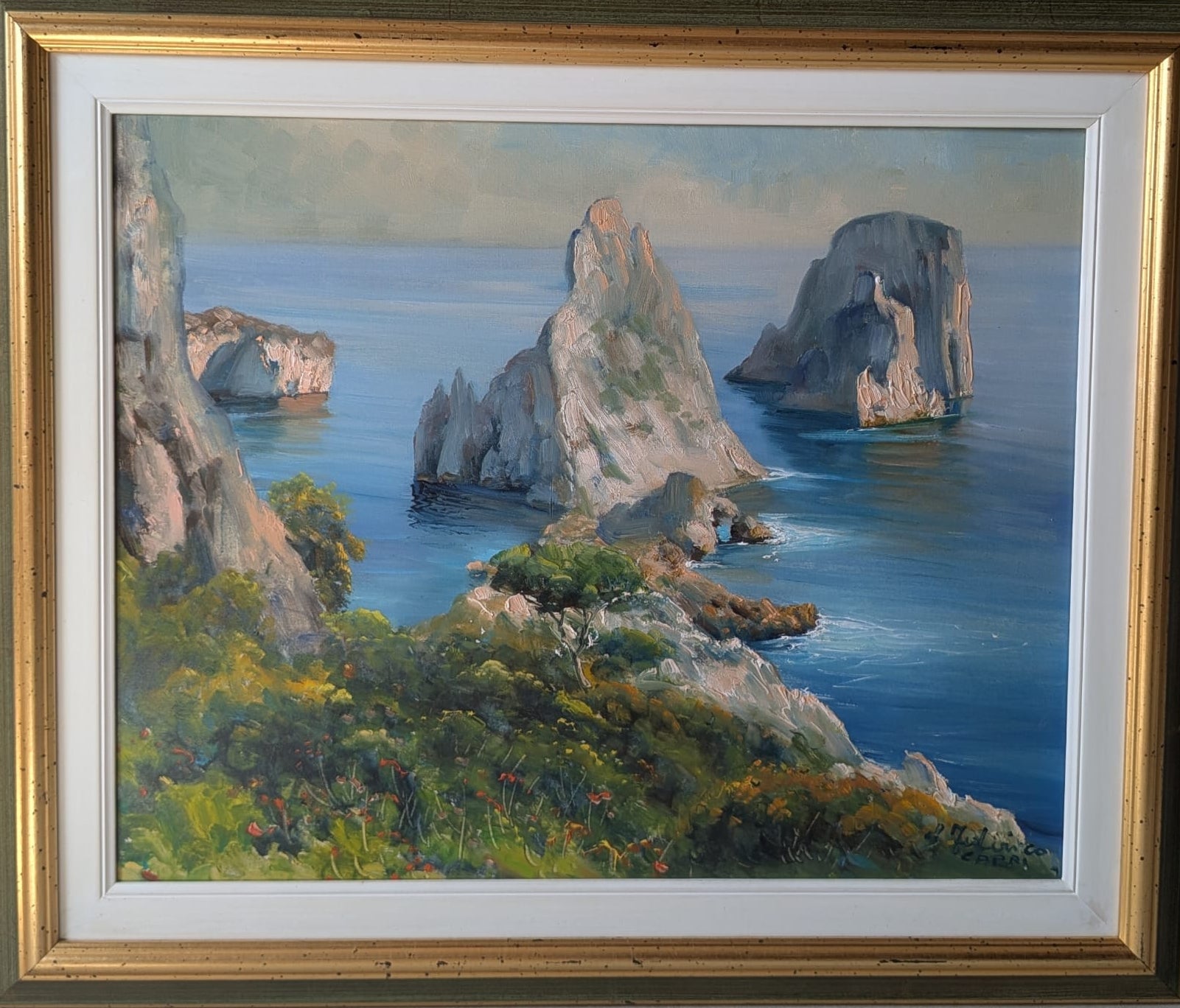 Veduta di Capri con Faraglioni, olio su tela di Salvatore Federico