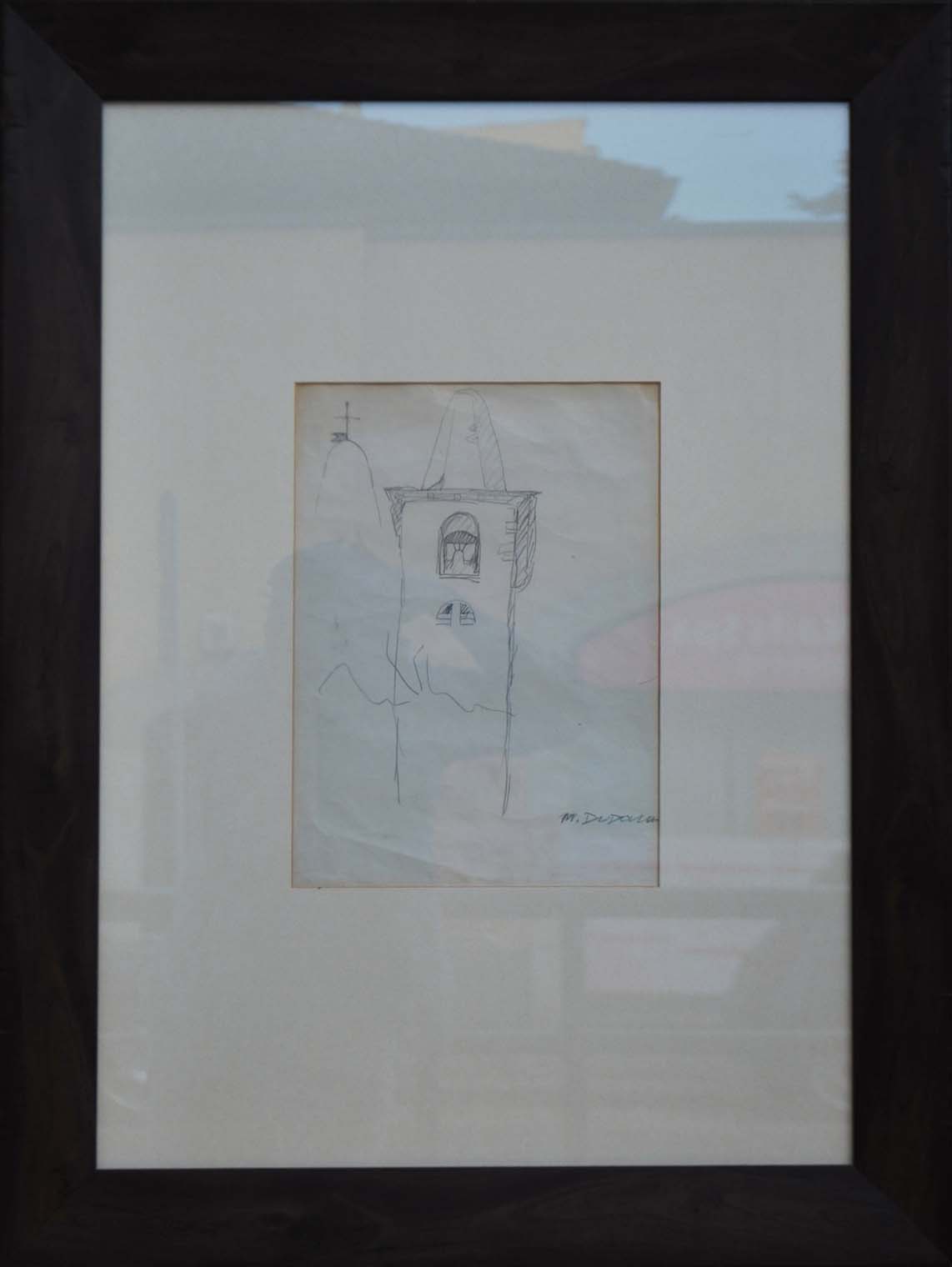Studio di campanile a matita su carta di Marcello Dudovich