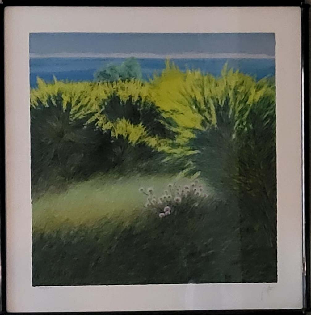 Serigrafia su carta di Franco Azzinari con paesaggio