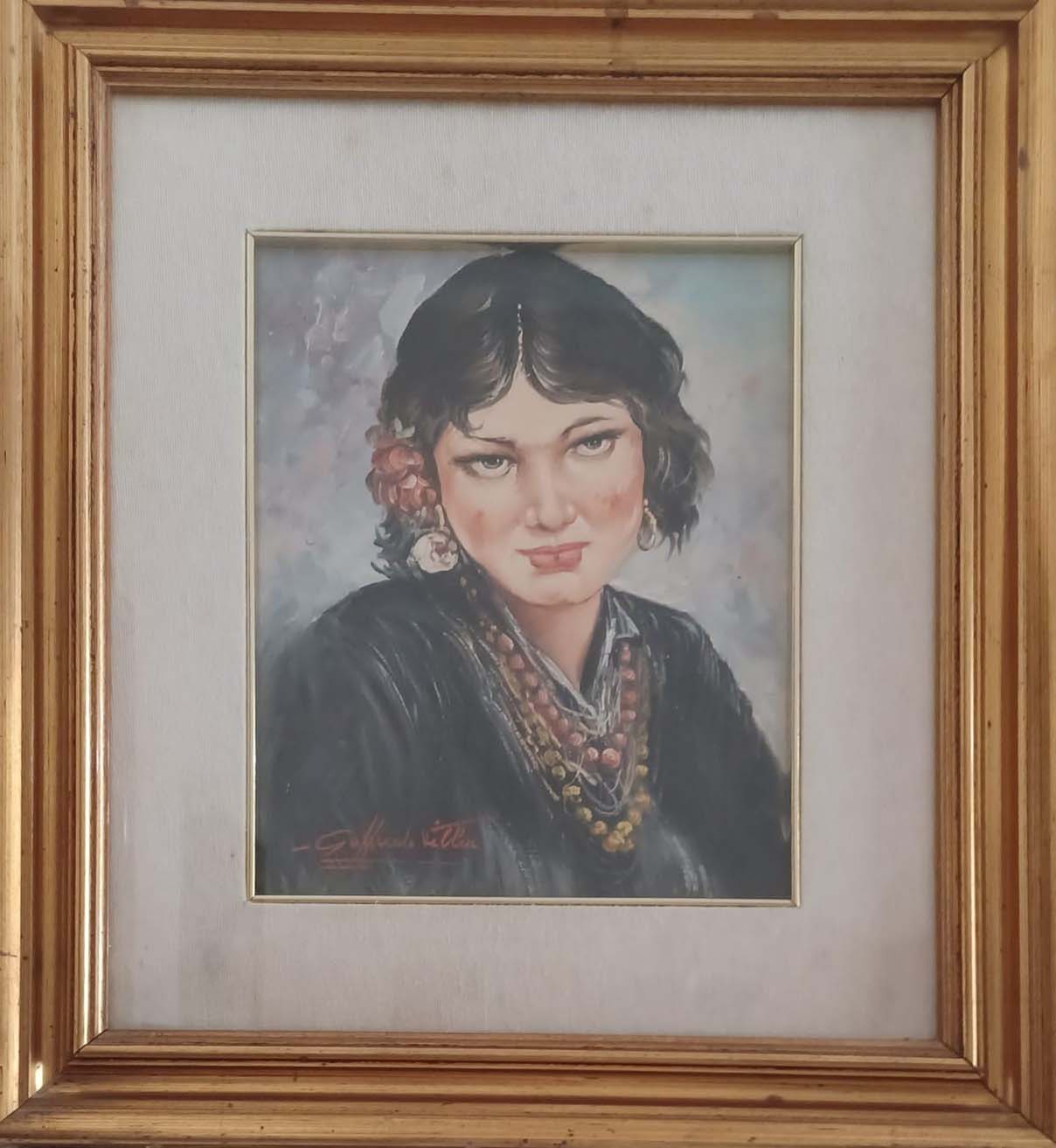 Ritratto di giovane donna in olio su tela di Goffredo Villa