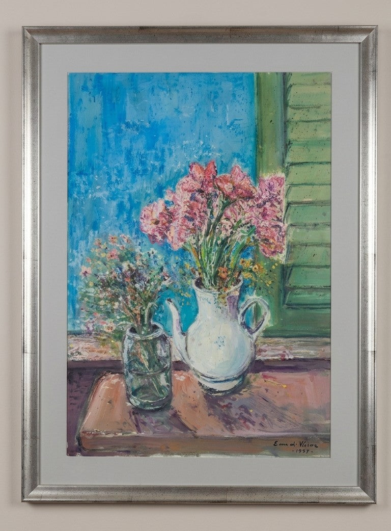 Vaso di fiori a olio su tela di Ferdinando Visone