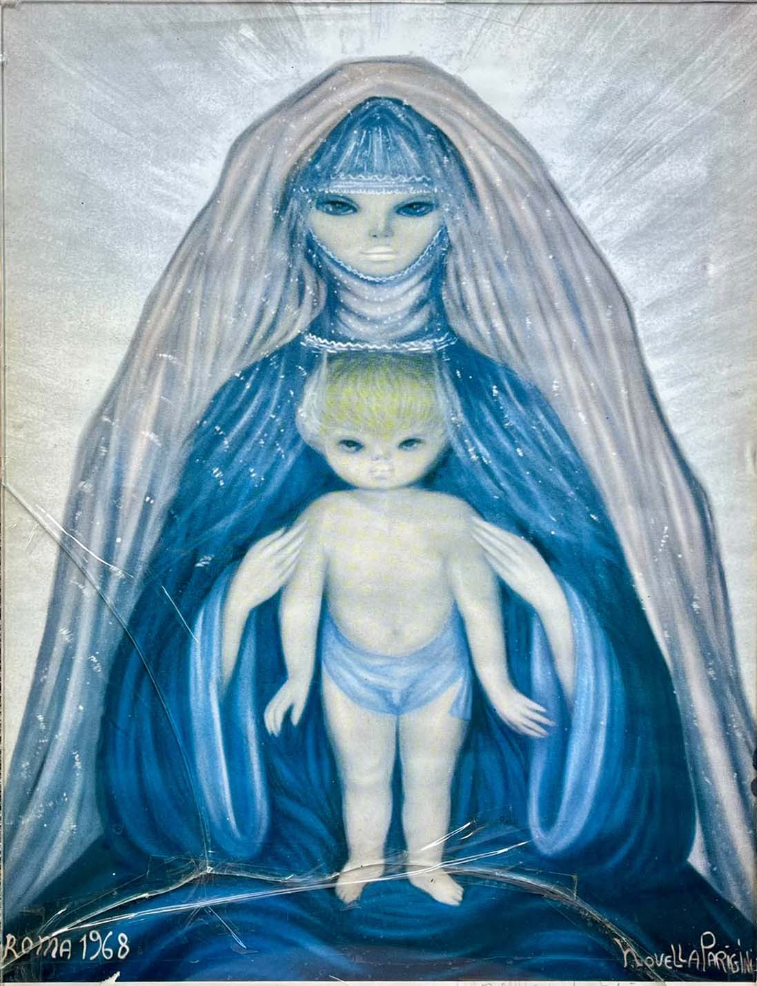 Madonna con bambino di Novella Parigini, stampa litografica su carta