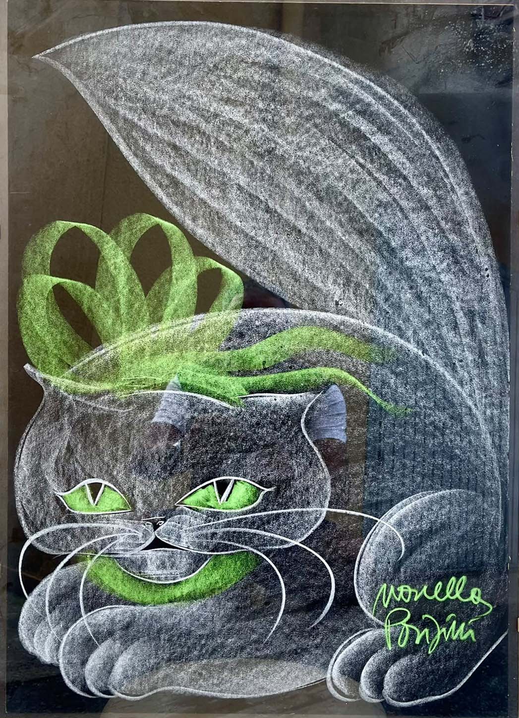 Tecnica mista su carta di Novella Parigini con gatto