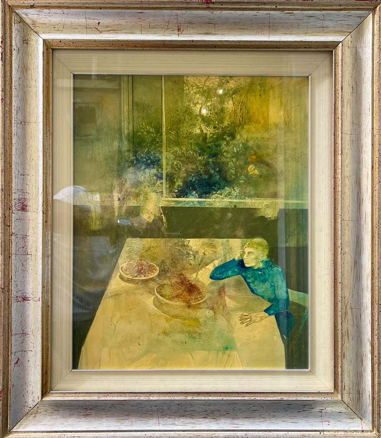 Olio su masonite di D'Auria con figure in interno