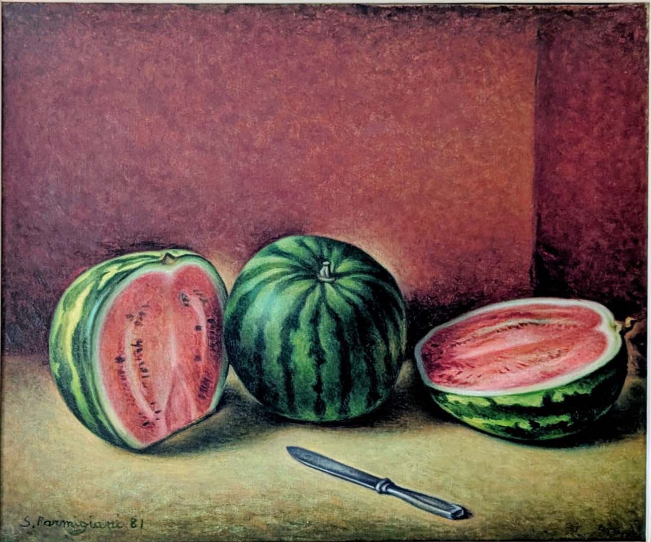 Senza titolo (angurie) - Olio su tela - Sante Parmigiani