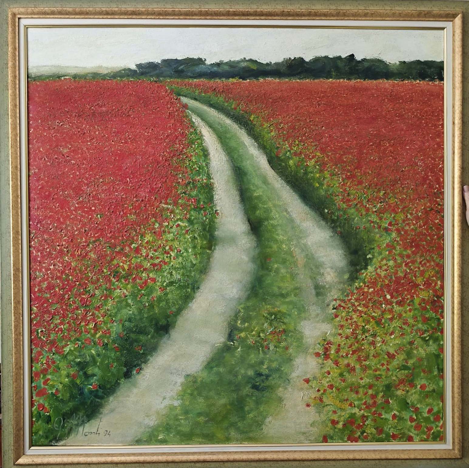 Strada tra i papaveri - Olio su tela - Augusto Monti