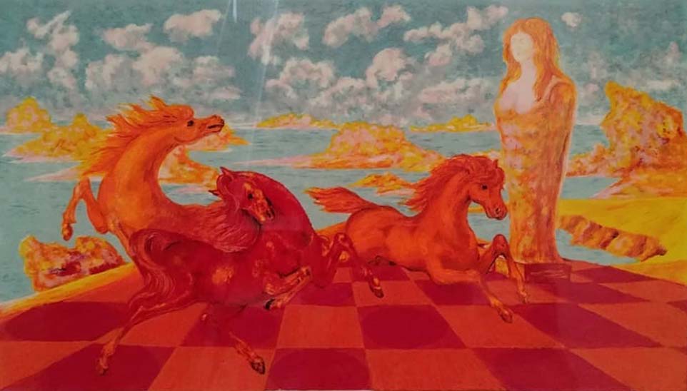 Cavalli sulla scacchiera, serigrafia di Aligi Sassu