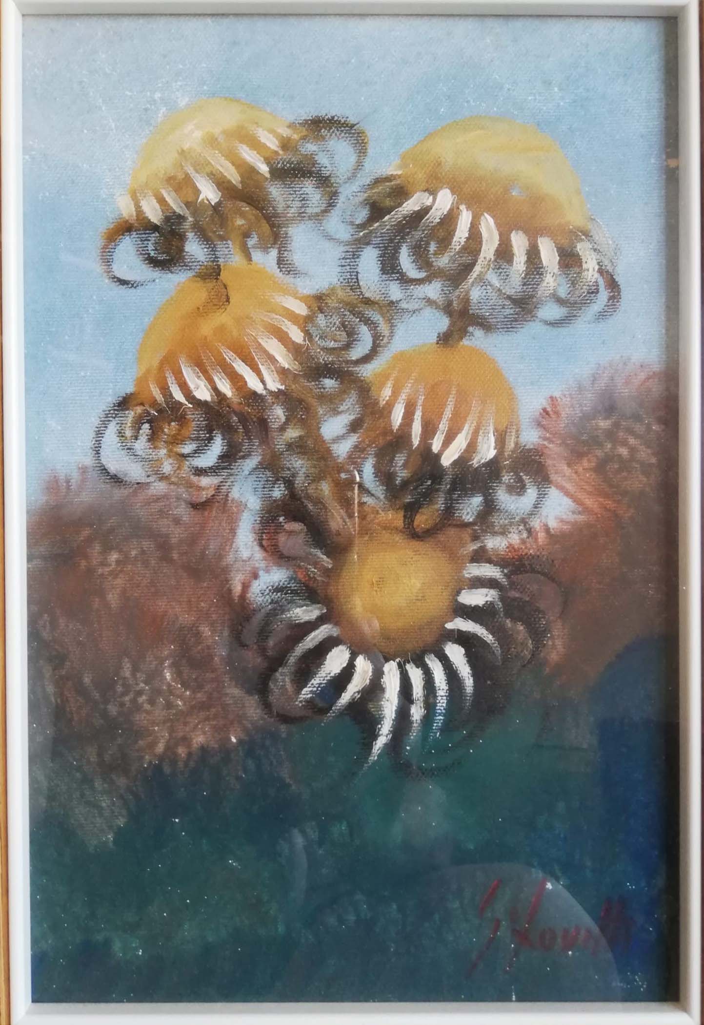 Senza titolo (girasoli), di S. Lovetti, olio su tela