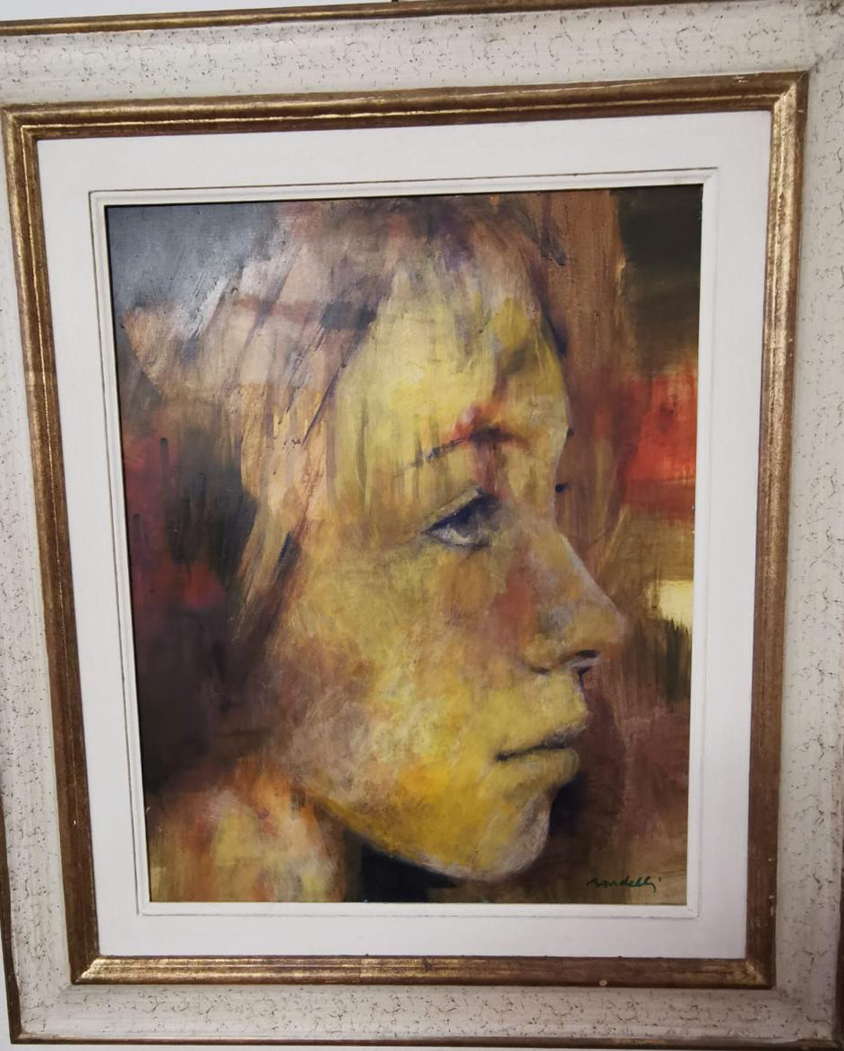 Profilo intenso, olio su tela di Ademaro Bardelli