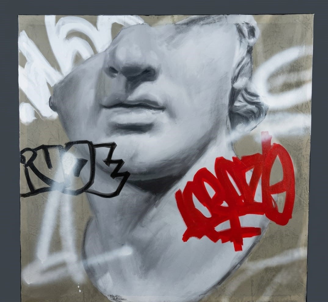 Rude - grafite , olio e smalti- Mario Stefano