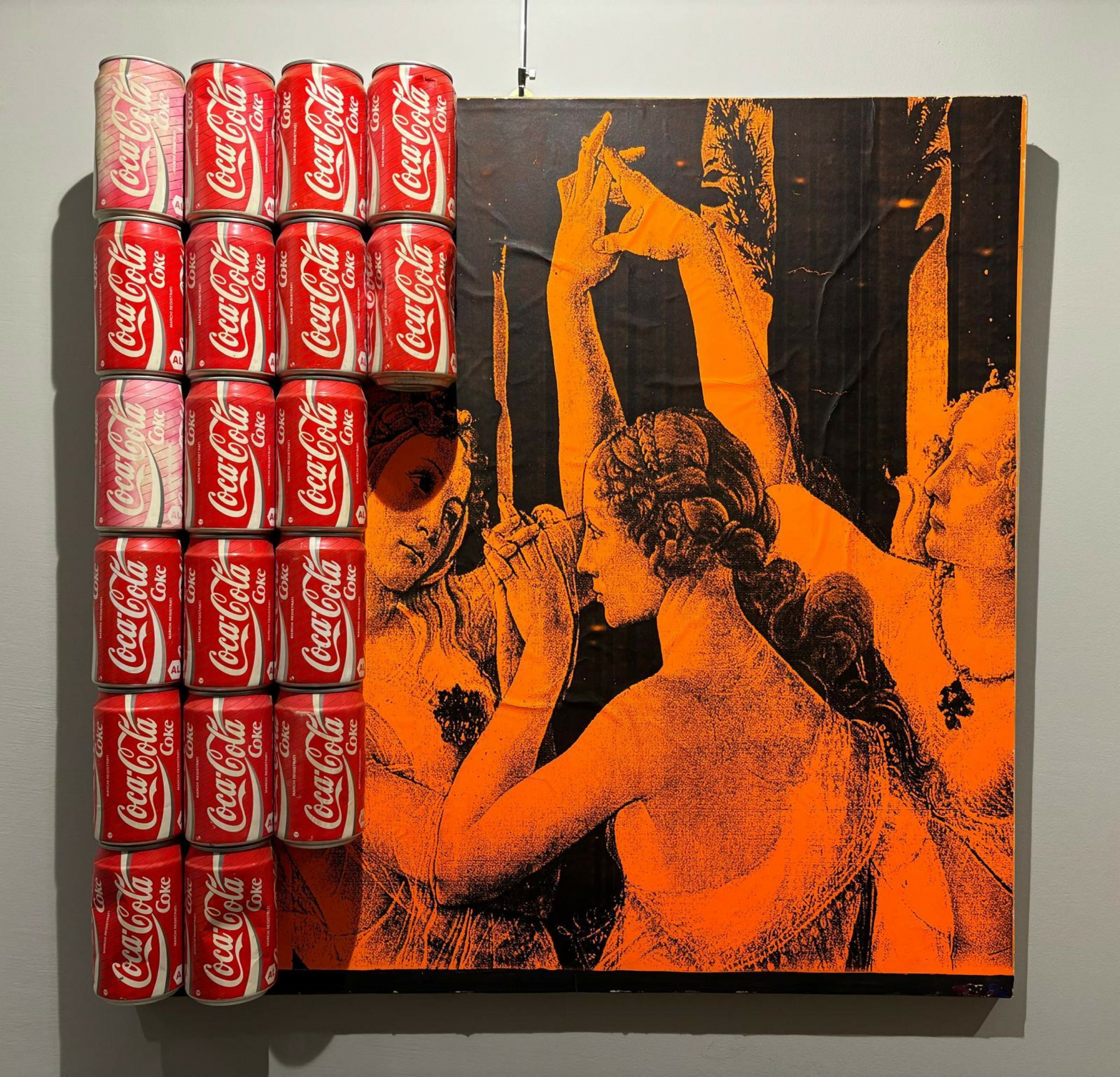Coca Cola, opera in tecniche miste su tavola di Maurizio Ramponi