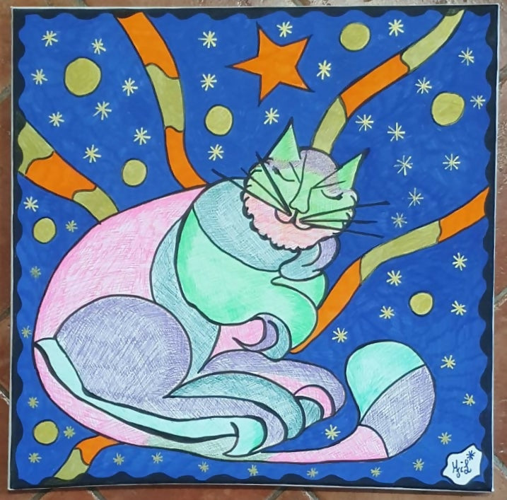 Visione felina dell'universo di Linda Fileccia, tecniche miste