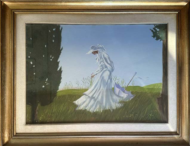 Dama bianca di Aloisi, olio su tela