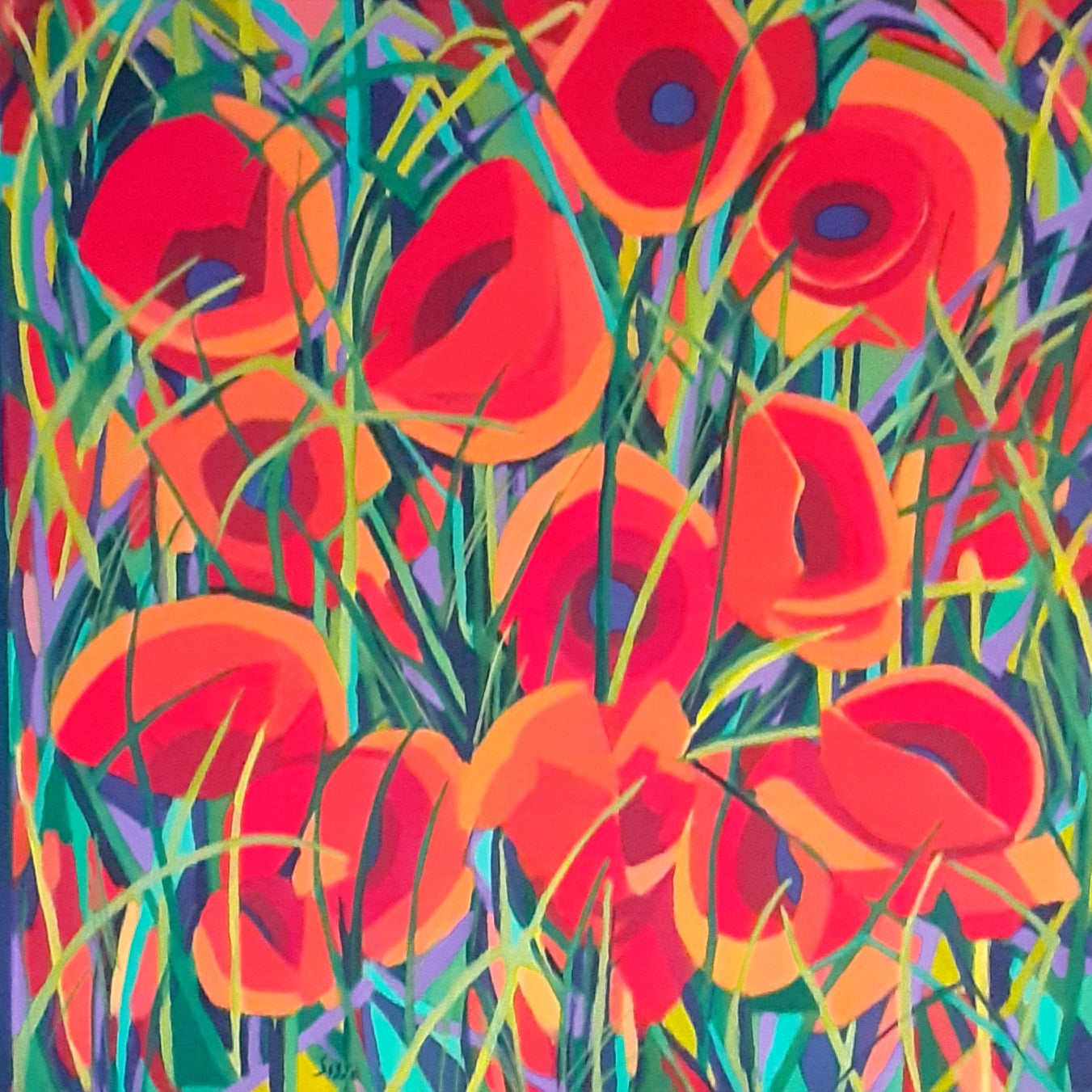 ancora papaveri - acrilico su tela - cm 50 x50