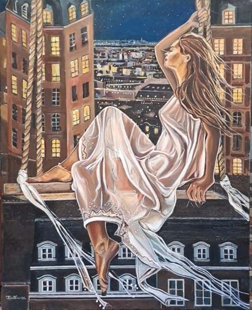 Sull'altalena - Olio su tela - I. Tsintsadze