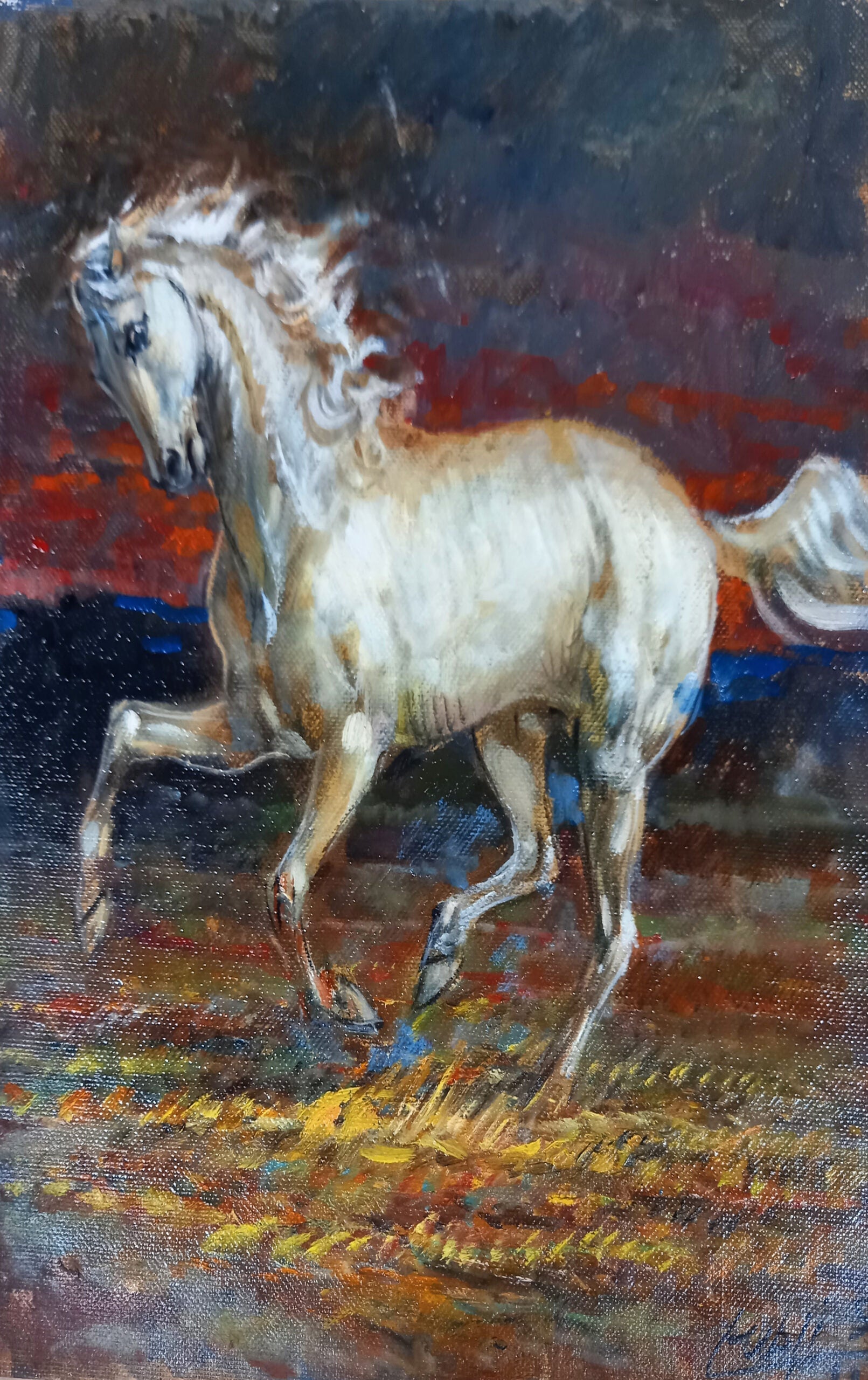 Silvio Crespi - White Horse in the Evening