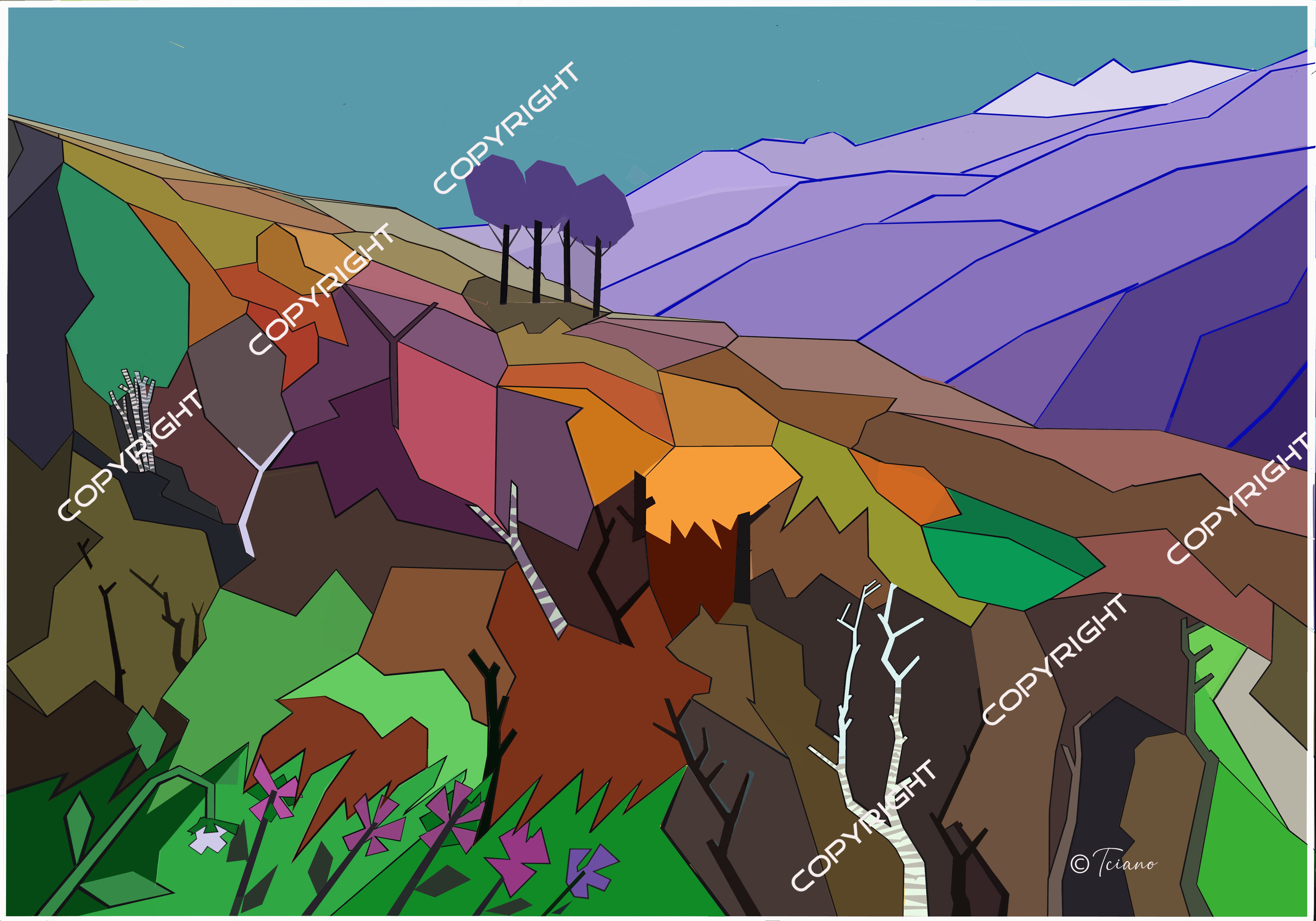 Tree-lined hill