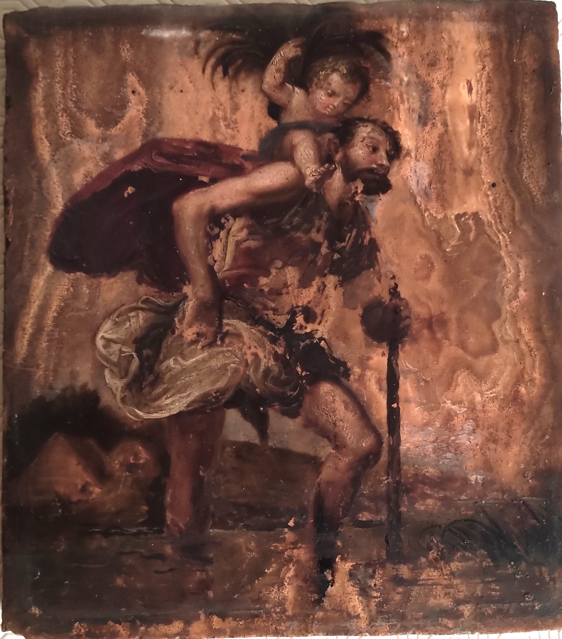 SAN CRISTOFORO - OLIO SU ALABASTRO